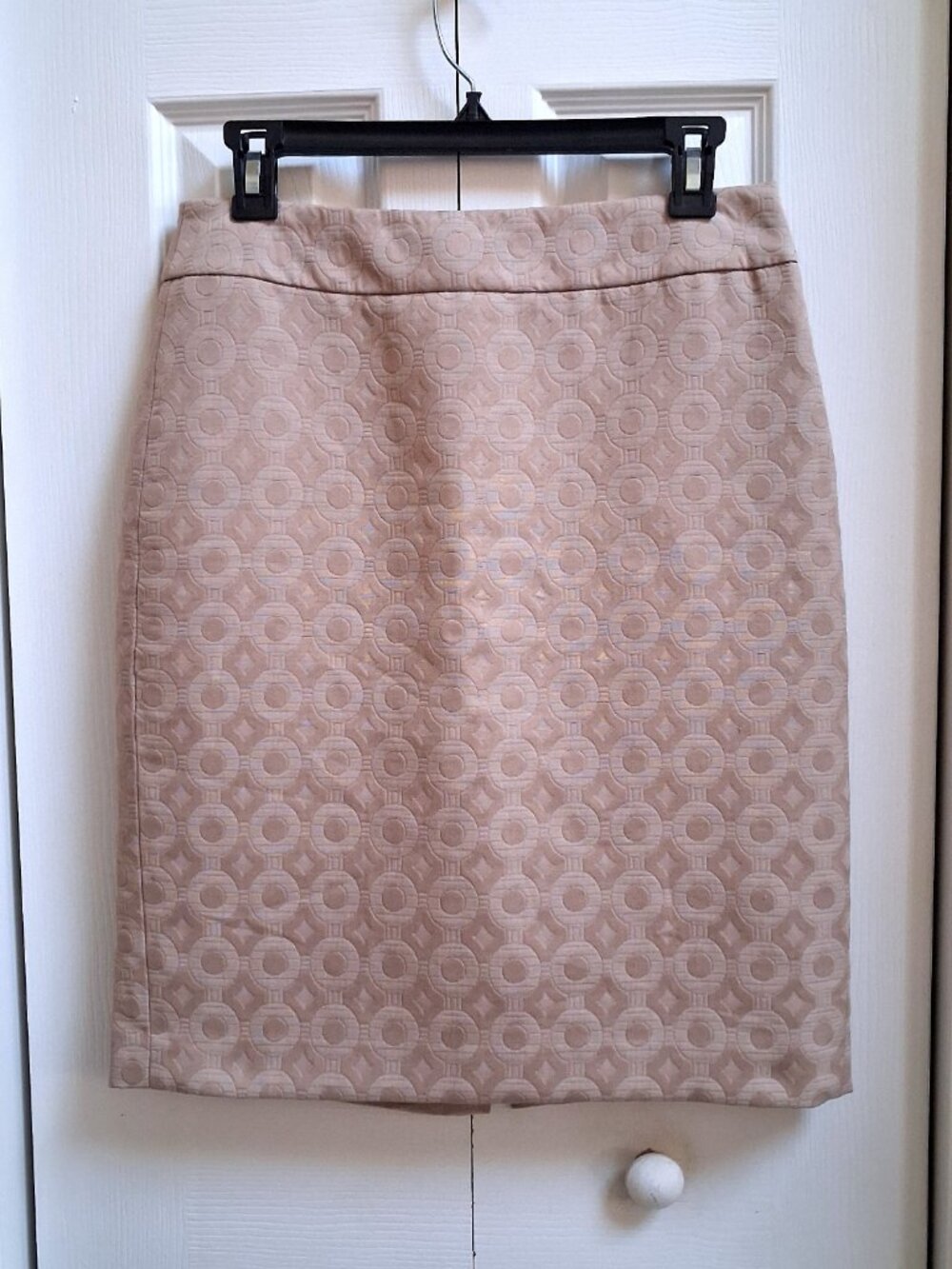 ANN TAYLOR Tan Geometric Circle Pencil Skirt sz 4